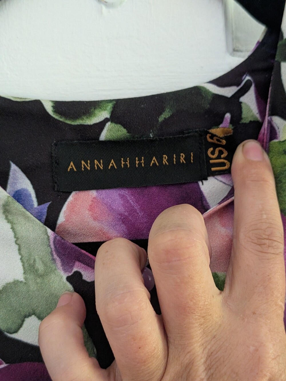 AnnahHariri Purple Watercolor Floral Maxi Dress Long Sleeve Size 6 - Picture 4 of 5